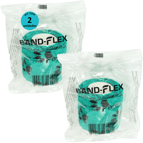 Atadura 5cm Verde Com Patinhas Band-Flex Autoadesiva Para Animais Farex Kit com 2